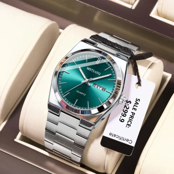ORI Men Stainless Steel Waterproof Watch Fashion Business Date Week Function Luminous Quartz Watch