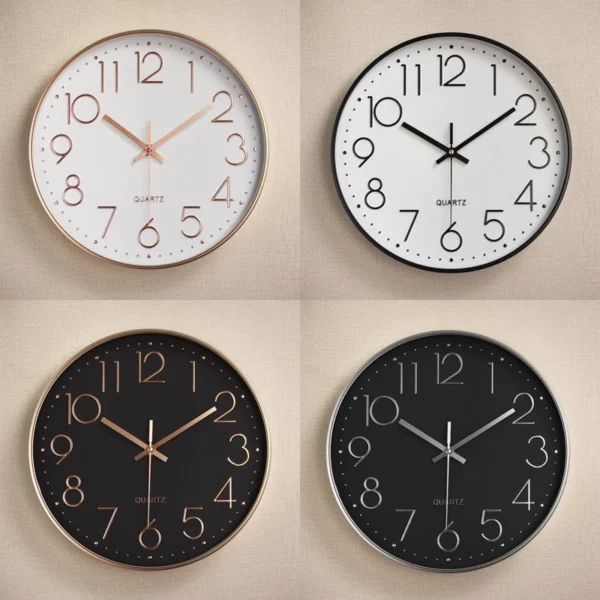 d2e989f44e31235e21dc3e9f259300a7.webp 20 cm Plastic Noiseless Hanging Clock Digital Dial Metal Frame Glass Mirror Wall clock for living room Study Wall Clock