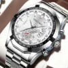 Men Luminous Sport Quartz Stainless Steel Watch Non Automatic Men Casual Business Watch Boyfriend Gift Jam Tangan Rantai Lelaki
