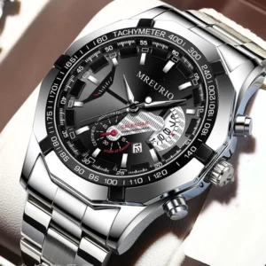 Men Luminous Sport Quartz Stainless Steel Watch Non Automatic Men Casual Business Watch Boyfriend Gift Jam Tangan Rantai Lelaki