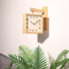 Wall clock solid wood silent double sided wall clock living room home fashion simple modern clock wall mounted corner
