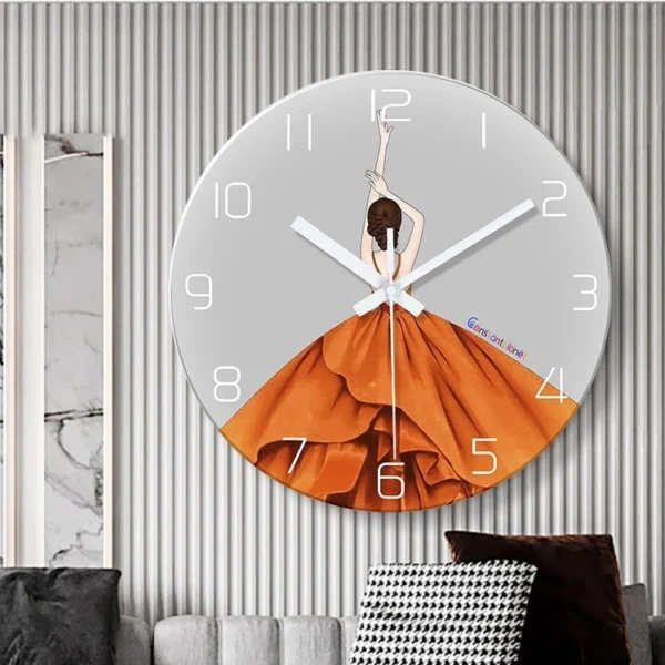 Simple light luxury tempered glass wall clock silent living room clock wall decoration clock