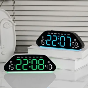 Simple LED electronic alarm clock silent living room wall clock multi function temperature and humidity display large screen digital clock 5530