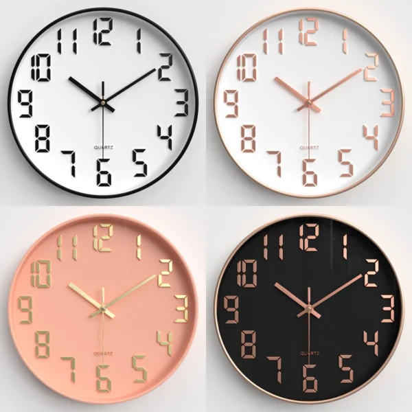 Household clock Living room wall clock Bedroom silent wall clock Modern simple round quartz clock 30 cm 30CM