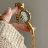 Women Baignoire Retro Waterproof Watch Stainless Steel Small Dial Bracelet Watch Birthday Gift