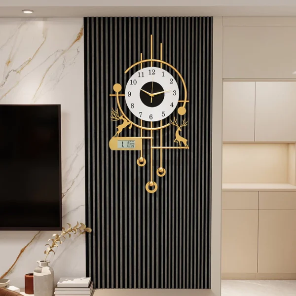 Clock wall clock living room 2025  creative atmosphere home wall clock Internet celebrity modern simple quartz clock lamp