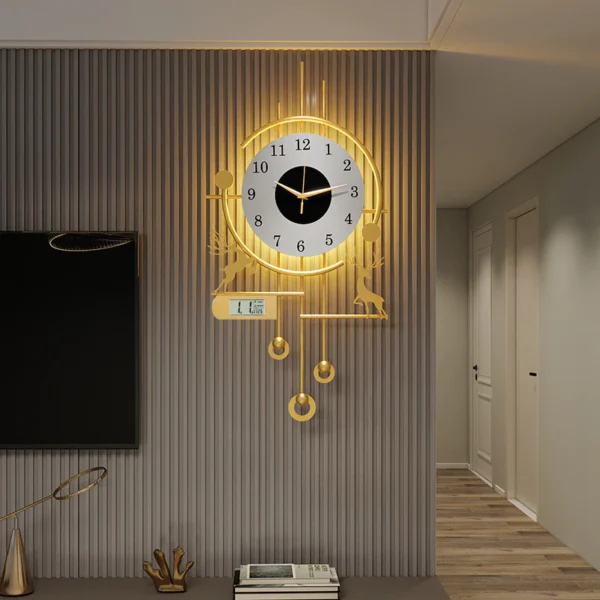 Clock wall clock living room 2025  creative atmosphere home wall clock Internet celebrity modern simple quartz clock lamp
