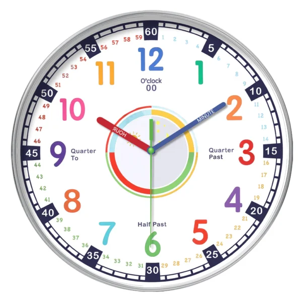 30 cm early education children s learning wall clock silent living room home bedroom clock bedroom wall clock without punching