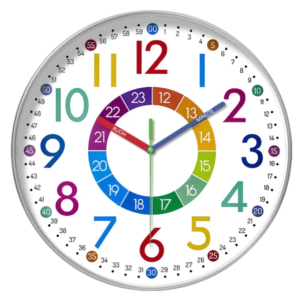 30 cm early education children s learning wall clock silent living room home bedroom clock bedroom wall clock without punching