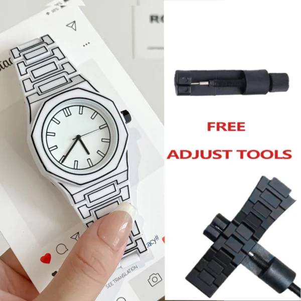 Men s Waterproof Plastic Quartz Watch Fashion Casual  Black Large Dial Sports Watch