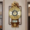 Chinese light luxury wall clock living room home fashion clock with calendar LED display