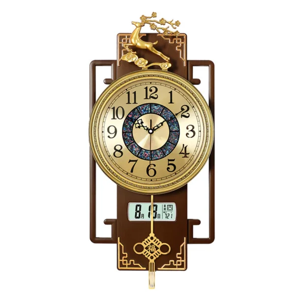 Chinese light luxury wall clock living room home fashion clock with calendar LED display